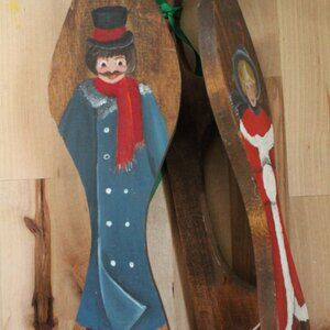 Hand Painted Wood Skates with Couple